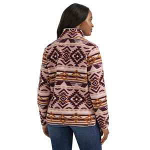 Wrangler Retro Womens Pink Aztec Quarter Zip Long Sleeve Pullover