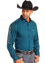 Panhandle Long Sleeve Teal Shirt with Logo