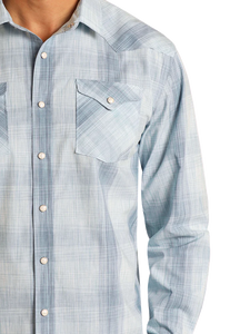 Panhandle Slim Modern Vintage Blue Plaid Long Sleeve Snap Shirt