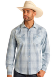 Panhandle Slim Modern Vintage Blue Plaid Long Sleeve Snap Shirt