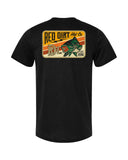 Back view of Red Dirt Hat Co Bass Lightning graphic t-shirt in black with colorful bass design.