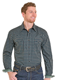 Panhandle Slim Mens 2 pocket Geometric Print Snap Shirt