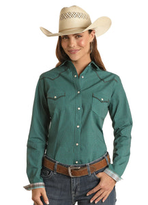 Panhandle - Julia Long Sleeve Snap Shirt - Turquoise