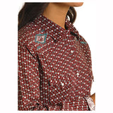 Panhandle - Womens Long Sleeve Western Snap Shirt - Maroon