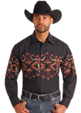 Panhandle Long Sleeve Mens Skull Aztec Border Shirt