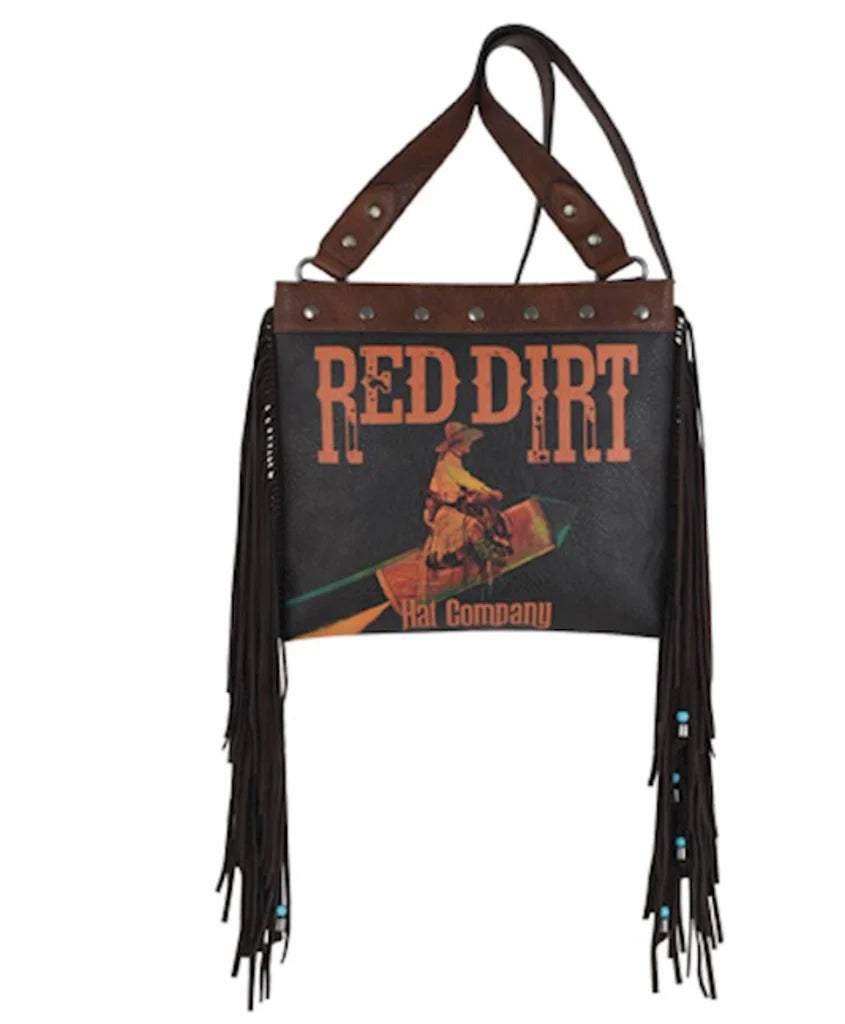 Red Dirt Crossbody with Rocket Cowgirl and Leather Fringe