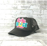 Lucky Chuck Big Logo Patch Trucker Hat - Black Snapback Cap