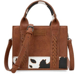 Wrangler Cow Print Mini Tote/Crossbody - Brown