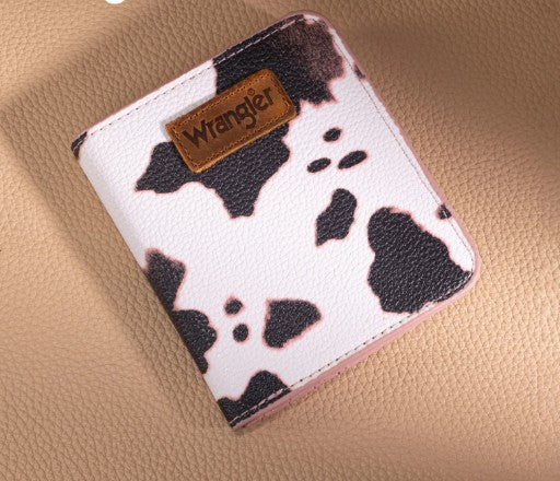 Wrangler Cow-Print Small BI-Fold Wallet RFID Card Holder - Cow-Pink