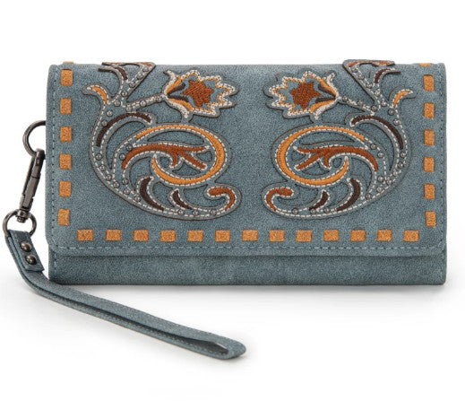 Montana West Embroidered Collection Wallet Dusty Blue