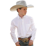 Cinch Boys Solid Button-Down Western Shirt - White