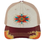 Catchfly Womens Southwestern Ponytail Ball Cap Tan