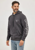 Men's Wrangler Long Live Cowboys pullover hoodie featuring kangaroo pocket and stylish sleeve design.