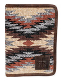 Guadalupe Serape Magnetic Wallet featuring a colorful woven pattern and leather details.