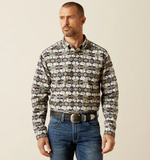 Ariat Men's Tomas Grey Aztec Print Slim Fit Button Long Sleeve Western Shirt