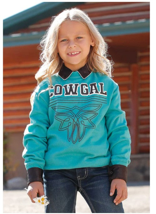 Cruel Girls Turquoise Cowgal Crew Neck Sweater