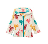 Wrangler Baby Girl Full Zip Sherpa hoodie in white with colorful saddles pattern and attached hood.