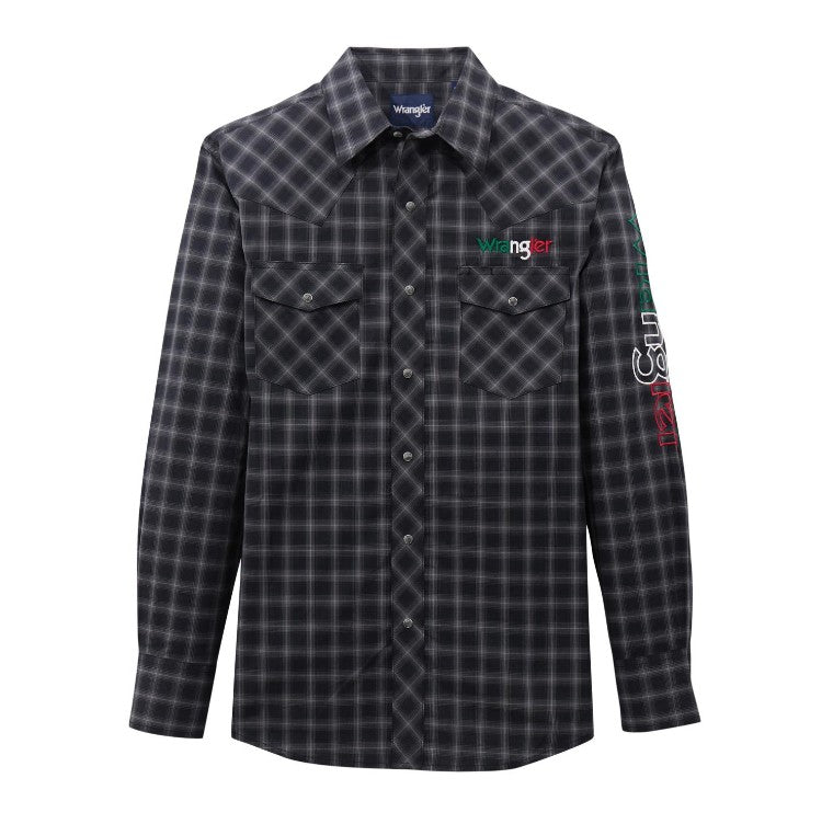 Wrangler® Logo Long Sleeve Shirt - Snaps - Black
