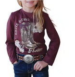 Cruel Girls Boots and Bows Long Sleeve T-Shirt - Burgundy