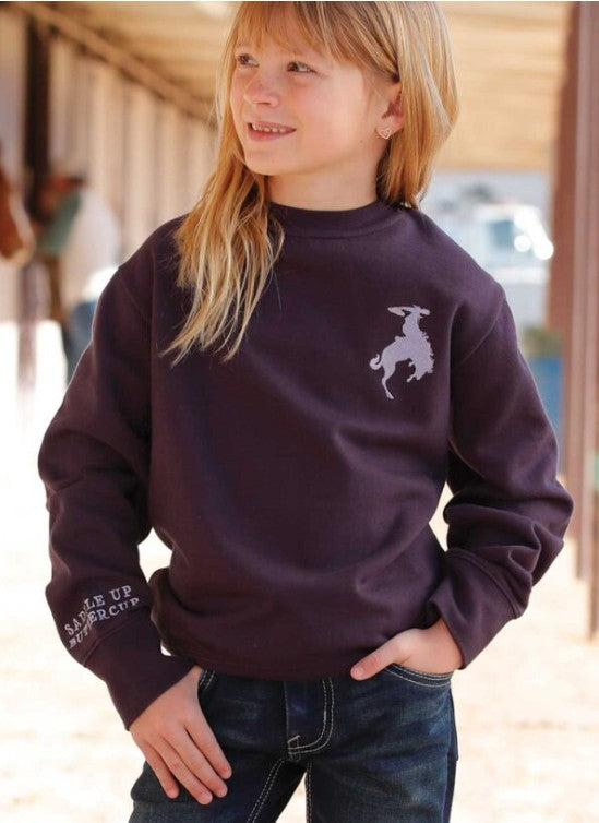 Cruel Girl's Cruel Denim Saddle Up Crewneck Purple Sweatshirt