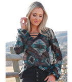 Cruel Women's Southwestern Print Blouse