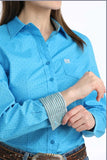 Womens Cinch Button Down Shirt Bright Blue