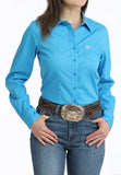 Womens Cinch Button Down Shirt Bright Blue