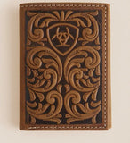 Ariat Trifold Scrolling Embossed Leather Wallet