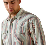 Ariat Men's Retro Hesperus Fitted Long Sleeve Snap Shirt Aquifer Plaid