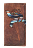 Hooey "Hawk" Rodeo Wallet Brown w/ Navajo Serape Print