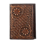 Nocona Trifold Floral Corners Brown