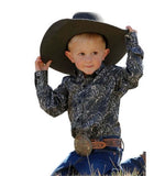 Cinch Toddler Boy's Match Dad Long Sleeve Button Down Paisley Print - Black