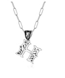 Montana Silversmiths Western Initial Necklace Letter H with silver tone and antique engraving on a paperclip chain.