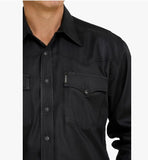 CINCH - MENS SOLID BLACK WESTERN SNAP SHIRT