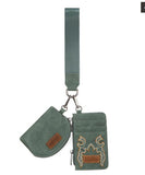 Wrangler Embroidered Dual Pouch Wristlet - Green