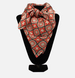 M&F Silk Wild Rag - Geometric Print with Red - 0909604