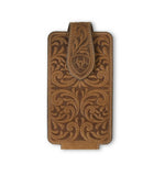 M & F Ariat Brown Embossed Leather Cell Phone Case - A0604144