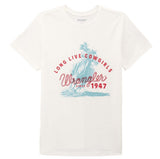 Wrangler Women's Western Short Sleeve T-Shirt in bright white featuring cowgirl graphic design.