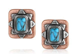 Montana Silversmiths Sienna Canyon Turquoise Post Earrings with vibrant blue stones in modern square design
