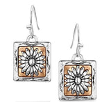 Montana Silversmiths Ranch House Floral Dangle Earrings | Silver & Rose Gold