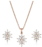 Montana Silversmiths Crimson Sun Jewelry Set featuring rose gold necklace and matching earrings with crystal floral design.