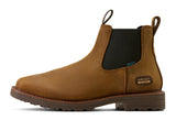 Ariat Activator Chelsea Waterproof Work Boot in rye brown, featuring elastic twin gore and back pull tab for easy wear.