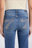 Back view of women's 7 For All Mankind Dojo Gale Trouser Jean showcasing signature pocket embroidery and medium wash.