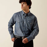 Ariat Men's Felipe Fitted Snap Shirt featuring two chest pockets and snap-front closure, perfect for western style.