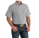 Cinch Men's White Multi-Color Print Short Sleeve Shirt with short sleeves and a lively pattern, perfect for summer occasions.