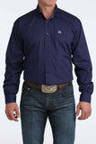 Cinch Men's Royal Blue Long Sleeve Shirt in classic fit, perfect for everyday wear with jeans, showcasing embroidered logo.