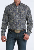Cinch Men's Royal Blue Paisley Print Long Sleeve Shirt - Classic Fit, western style, cotton, embroidered logo