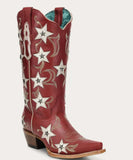 Corral Women's Red Star Embroidery & Studs Snip Toe Cowboy Boot Z5540 showcasing bold star design and chic red color.