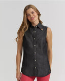 Wrangler x Lainey Wilson Women's Black Denim Sleeveless Western Shirt