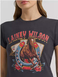 Wrangler Lainey Wilson x Wrangler On Deck Shrunken Band Tee with horse graphic and vintage design.